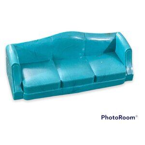 Vintage Plasco Miniature Dollhouse Blue or Turquoise Couch Sofa Furniture